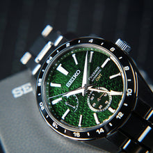 Load image into Gallery viewer, Seiko Presage Sharp Edged Series GMT Green Dial Silver Steel Strap Watch For Men - SPB219J1