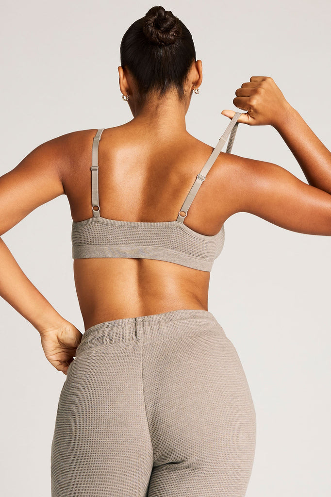 Waffle Knit Lounge Bralette in Mink