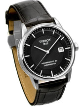 Load image into Gallery viewer, Tissot T Classic Luxury Powermatic 80 Black Dial Black Leather Strap Watch For Men - T086.408.16.051.00