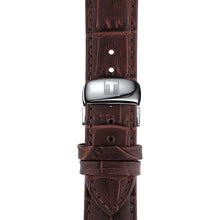 Load image into Gallery viewer, Tissot T Classic Tradition Powermatic 80 Open Heart Silver Dial Brown Leather Strap Watch for Men - T063.907.16.038.00