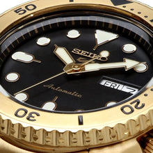 Load image into Gallery viewer, Seiko 5 Sports Automatic Black Dial Gold Steel Strap Watch For Men - SRPK18