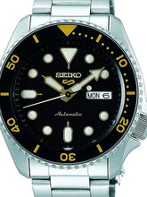 Load image into Gallery viewer, Seiko 5 Sports Automatic Black Dial Silver Steel Strap Watch For Men - SRPD57K1