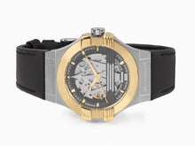 Load image into Gallery viewer, Maserati Potenza Automatic Skeleton Grey Dial Black Leather Strap Watch For Men - R8821108037