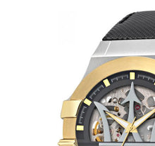 Load image into Gallery viewer, Maserati Potenza Automatic Skeleton Grey Dial Black Leather Strap Watch For Men - R8821108037