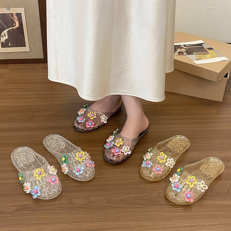 Women's Slippers, Crystal Shoes, Flat Sandals