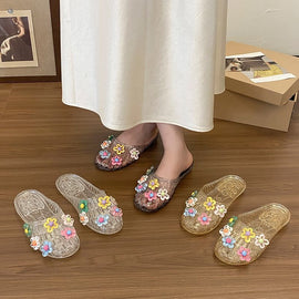 Women's Slippers, Crystal Shoes, Flat Sandals