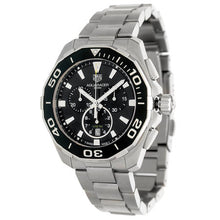 Load image into Gallery viewer, Tag Heuer Aquaracer Quartz Chronograph Black Dial Silver Steel Strap Watch for Men - CAY111A.BA0927