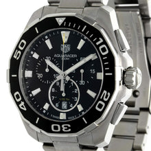 Load image into Gallery viewer, Tag Heuer Aquaracer Quartz Chronograph Black Dial Silver Steel Strap Watch for Men - CAY111A.BA0927