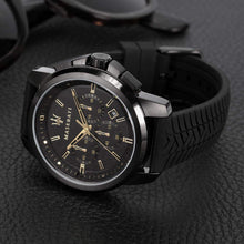 Load image into Gallery viewer, Maserati Successo Black Dial Black Rubber Strap Watch For Men - R8871621011