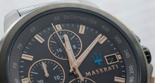 Load image into Gallery viewer, Maserati Successo Solar Black Dial Grey Steel Strap Watch For Men - R8873645001
