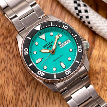 Load image into Gallery viewer, Seiko 5 Sports SKX Midi Automatic Teal Dial Silver Steel Strap Watch For Men - SRPK33K1