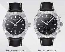 Load image into Gallery viewer, Tissot PR 100 Sport Quartz Chronograph Black Dial Black Leather Strap Watch For Men - T101.617.16.051.00