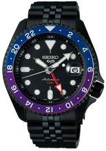 Load image into Gallery viewer, Seiko Automatic SKX GMT Yuto Horigome Limited Edition Black Dial Black Steel Strap Watch For Men - SSK027K1