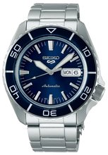 Load image into Gallery viewer, Seiko 5 Sports Automatic Blue Dial Silver Steel Strap Watch for Men - SRPK97K1