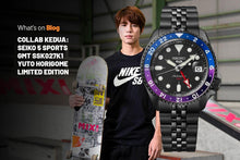 Load image into Gallery viewer, Seiko Automatic SKX GMT Yuto Horigome Limited Edition Black Dial Black Steel Strap Watch For Men - SSK027K1