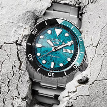 Load image into Gallery viewer, Seiko 5 Sports SKX Skeleton Green Dial Silver Steel Strap Watch For Men - SRPJ45K1
