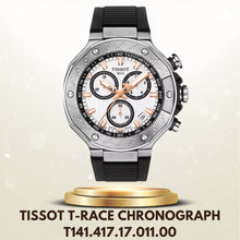 Load image into Gallery viewer, Tissot T Race Chronograph White Dial Black Rubber Strap Watch For Men - T141.417.17.011.00