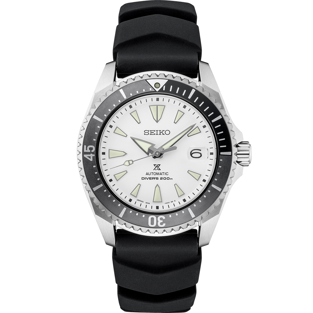 Seiko Shogun Prospex Titanium Divers Automatic White Dial Black Rubber Strap Watch For Men - SPB191J1