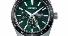 Load image into Gallery viewer, Seiko Presage Sharp Edged Series GMT Green Dial Silver Steel Strap Watch For Men - SPB219J1