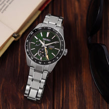 Load image into Gallery viewer, Seiko Presage Sharp Edged Series GMT Green Dial Silver Steel Strap Watch For Men - SPB219J1
