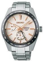 Load image into Gallery viewer, Seiko Presage Sharp Edged Series Automatic GMT Champagne Dial Silver Steel Strap Watch For Men - SPB273J1