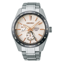 Load image into Gallery viewer, Seiko Presage Sharp Edged Series Automatic GMT Champagne Dial Silver Steel Strap Watch For Men - SPB273J1