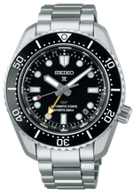 Load image into Gallery viewer, Seiko Prosprex Dark Depths GMT Automatic Black Dial Silver Steel Strap Watch For Men - SPB383J1