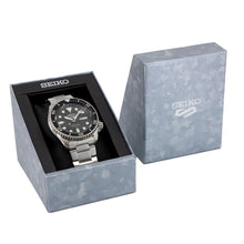 Load image into Gallery viewer, Seiko 5 Sports Automatic Day Date Black Dial Silver Steel Strap Watch for Men - SRPD55K1