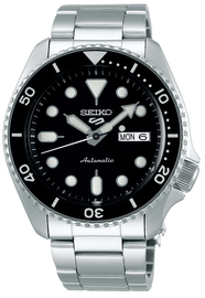 Seiko 5 Sports Automatic Black Dial Silver Steel Strap Watch For Men - SRPD57K1
