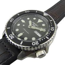 Load image into Gallery viewer, Seiko 5 Sports SKX Automatic Black Dial Black Leather Strap Watch for Men - SRPD55K2