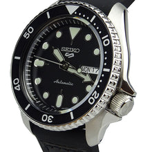 Load image into Gallery viewer, Seiko 5 Sports SKX Automatic Black Dial Black Leather Strap Watch for Men - SRPD55K2