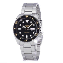 Load image into Gallery viewer, Seiko 5 Sports Automatic Black Dial Silver Steel Strap Watch For Men - SRPD57K1