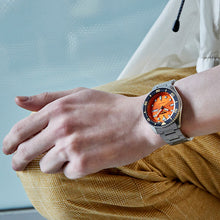 Load image into Gallery viewer, Seiko 5 Sports Automatic Orange Dial Silver Steel Strap Watch For Men - SRPD59K1