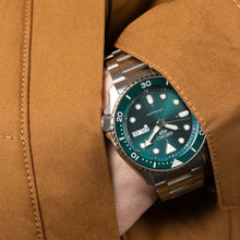 Load image into Gallery viewer, Seiko 5 Sports Automatic Green Dial Silver Steel Strap Watch For Men - SRPD61K1