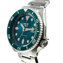 Load image into Gallery viewer, Seiko 5 Sports Automatic Green Dial Silver Steel Strap Watch For Men - SRPD61K1