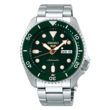 Load image into Gallery viewer, Seiko 5 Sports Automatic Analog Green Dial Silver Steel Strap Watch For Men - SRPD63K1