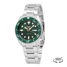 Load image into Gallery viewer, Seiko 5 Sports Automatic Analog Green Dial Silver Steel Strap Watch For Men - SRPD63K1