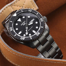 Load image into Gallery viewer, Seiko 5 Sports Automatic Black Dial Black Steel Strap Watch For Men - SRPD65K1