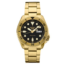 Load image into Gallery viewer, Seiko 5 Sports Automatic Black Dial Gold Steel Strap Watch For Men - SRPK18