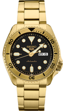 Load image into Gallery viewer, Seiko 5 Sports Automatic Black Dial Gold Steel Strap Watch For Men - SRPK18