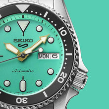 Load image into Gallery viewer, Seiko 5 Sports SKX Midi Automatic Teal Dial Silver Steel Strap Watch For Men - SRPK33K1