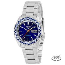 Load image into Gallery viewer, Seiko 5 Sports Petrol Blue Checker Flag Special Edition Blue Dial Silver Steel Strap Watch For Men - SRPK65K1
