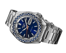Load image into Gallery viewer, Seiko 5 Sports Petrol Blue Checker Flag Special Edition Blue Dial Silver Steel Strap Watch For Men - SRPK65K1