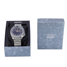 Load image into Gallery viewer, Seiko 5 Sports Petrol Blue Checker Flag Special Edition Blue Dial Silver Steel Strap Watch For Men - SRPK65K1