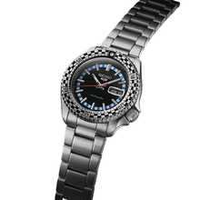 Load image into Gallery viewer, Seiko 5 Sports Checker Flag Special Edition Black Dial Silver Steel Strap Watch For Men - SRPK67K1