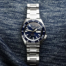 Load image into Gallery viewer, Seiko 5 Sports Automatic Blue Dial Silver Steel Strap Watch for Men - SRPK97K1