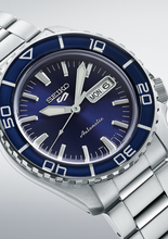 Load image into Gallery viewer, Seiko 5 Sports Automatic Blue Dial Silver Steel Strap Watch for Men - SRPK97K1