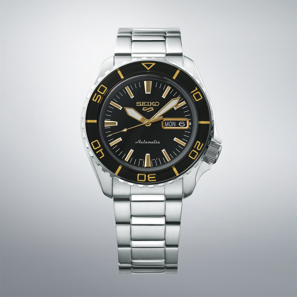 Seiko 5 Sport Automatic SKX Series Black Dial Silver Steel Strap Watch for Men - SRPK99K1