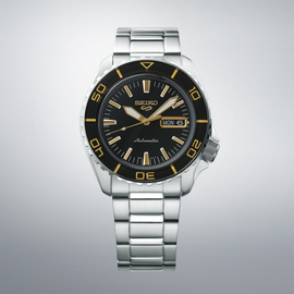 Seiko 5 Sport Automatic SKX Series Black Dial Silver Steel Strap Watch for Men - SRPK99K1
