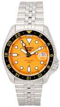 Load image into Gallery viewer, Seiko 5 Sports GMT Automatic Orange Dial Silver Steel Strap Watch For Men - SSK005K1
